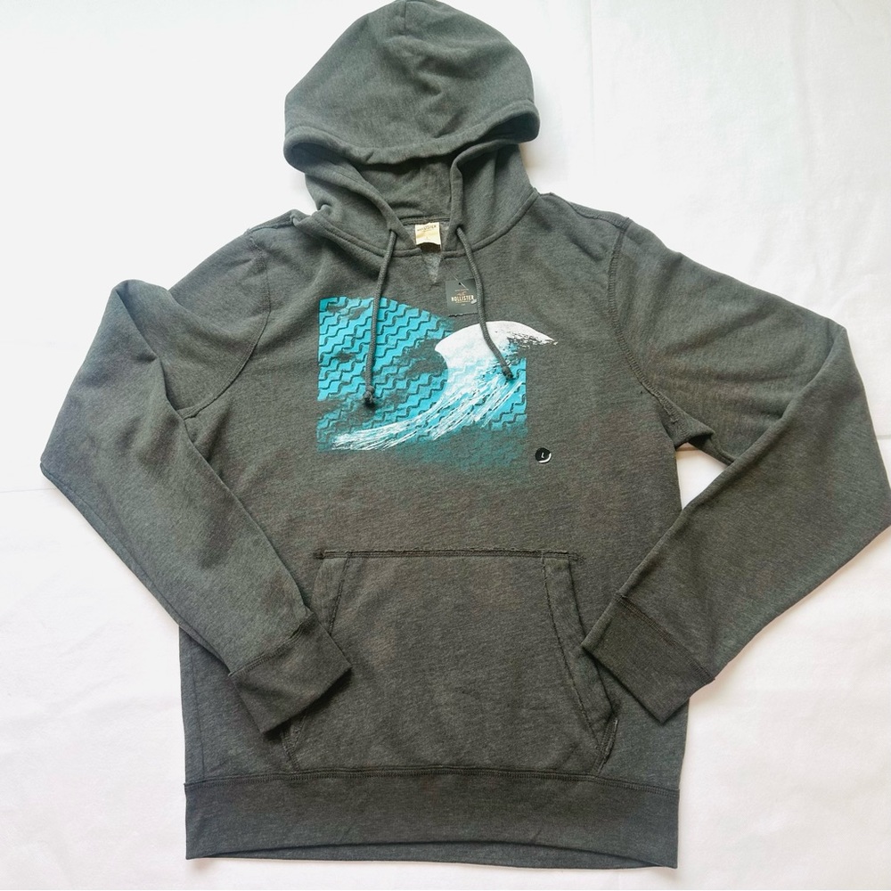 Hollister hoodie gray men’s size large surfs up new with tags